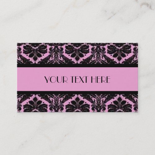 Pink &amp; Black Damask Business Card Templates