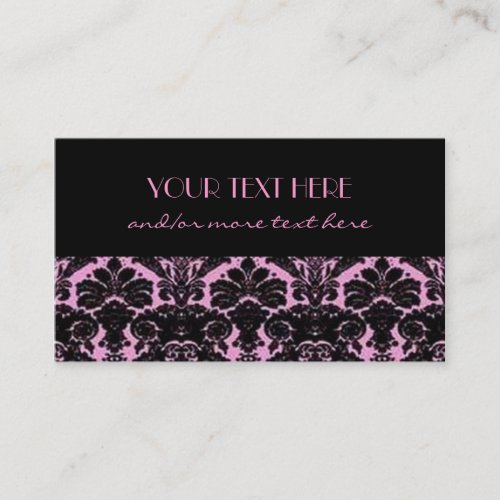 Pink&amp;Black Damask Business Card Template
