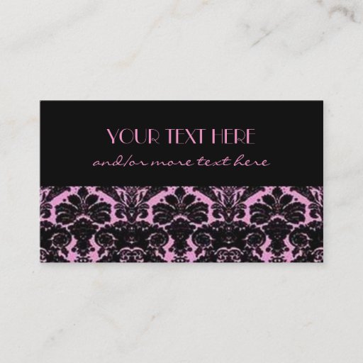 Customizable Pink&amp;Black Damask Business Card Template