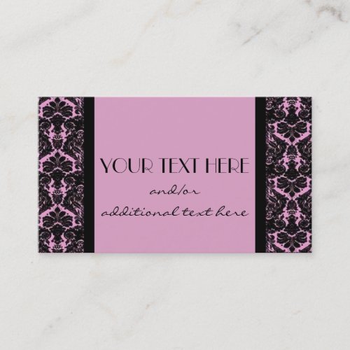 Pink &amp; Black Damask Business Cards