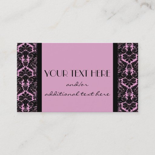 Customizable Pink &amp; Black Damask Business Cards