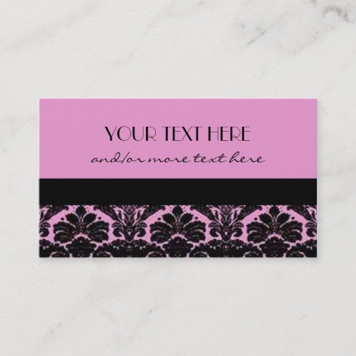 Pink&amp;Black Damask Business Cards