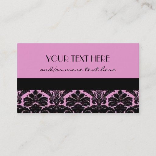 Customizable Pink&amp;Black Damask Business Cards