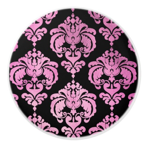 Pink  Black Damask Elegant Bedroom Dresser Ceramic Knob