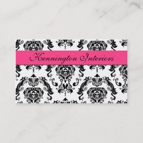 Pink Black Damask Lace Business Cards