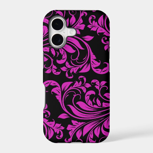 Pink & Black Damask Patterns iPhone 5 Case (Back)