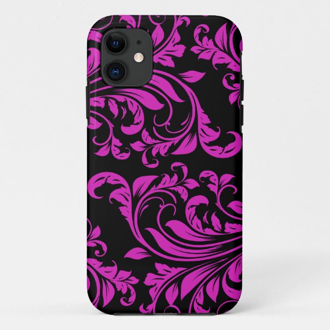 Pink & Black Damask Patterns iPhone 5 Case-Mate iPhone Case (Back)