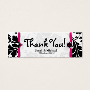 Pink & black damask Wedding favor Gift tag