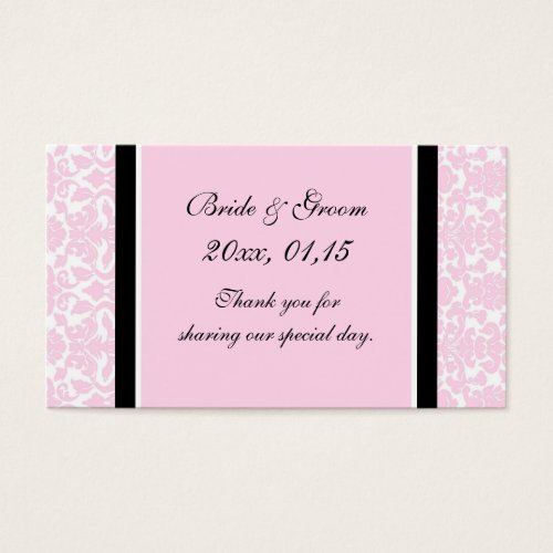 Pink Black Damask Wedding Favor Tags Business Card Templates