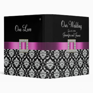 Pink, Black Damask Wedding Planner Binders