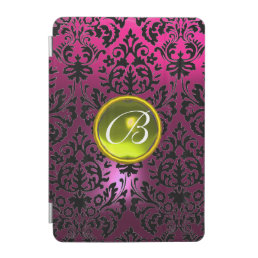 PINK BLACK DAMASK YELLOW GEMSTONE MONOGRAM Floral  iPad Mini Cover