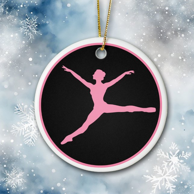 Pink Black Dancer Personalized Christmas Ceramic Ornament (Creator Uploaded)