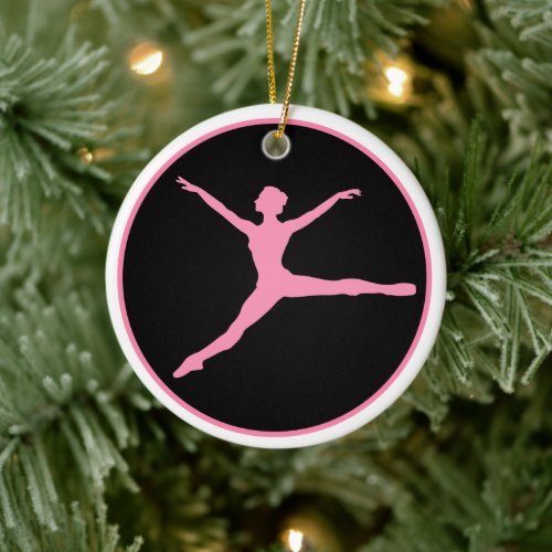 Pink Black Dancer Personalized Christmas Ceramic Ornament