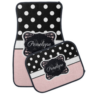 Pink & Black Dots Car Floor Mat