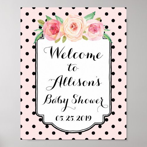 Pink Black Dots Custom Welcome Sign