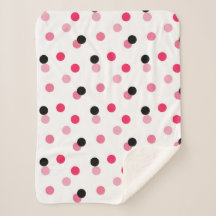 Pink & Black Dots Sherpa Blanket