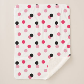 Pink & Black Dots Sherpa Blanket