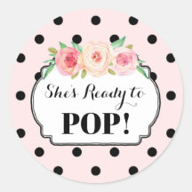 Pink Black Dots She's Ready to Pop Favor Tags