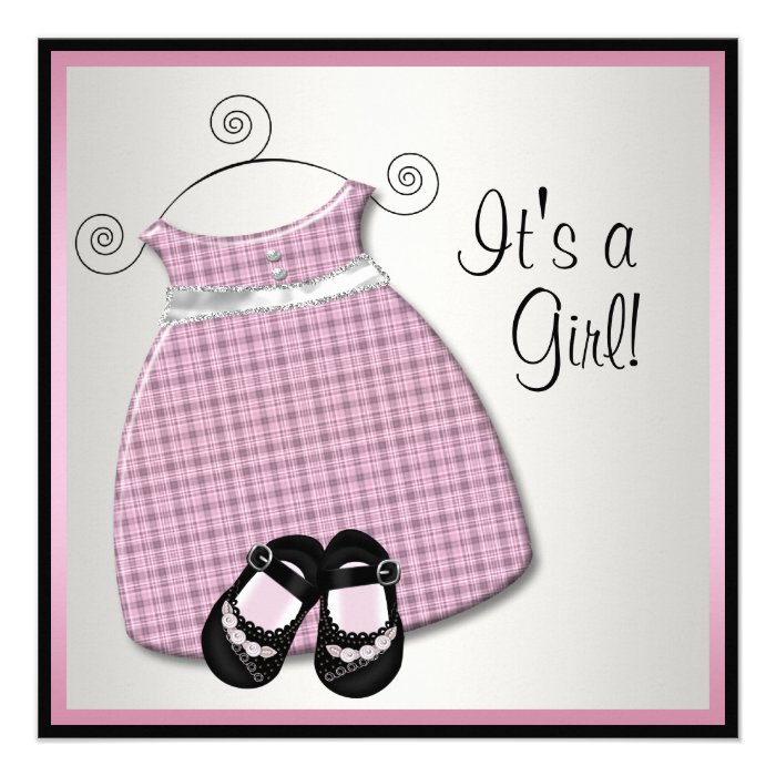 dress baby girl shower invitations pink black baby shower invitations