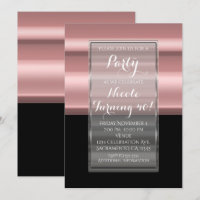 Pink & Black Elegant Birthday Party Invitations