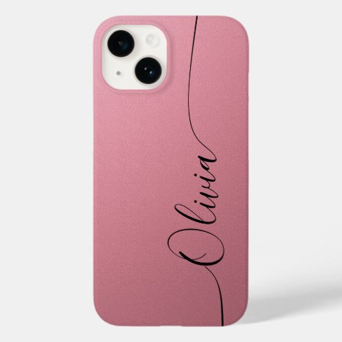 Pink Black Elegant Calligraphy Script Name Case_Mate iPhone 14 Case