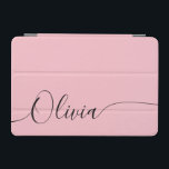Pink Black Elegant Calligraphy Script Name iPad Mini Cover<br><div class="desc">Pink Black Elegant Calligraphy Script Custom Personalized Add Your Own Name iPad Air Cover features a modern and trendy simple and stylish design with your personalized name in elegant hand written calligraphy script typography on a soft pink background. Perfect gift for birthday, Christmas, Mother's Day and stylish enough for the...</div>