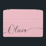 Pink Black Elegant Calligraphy Script Name iPad Mini Cover<br><div class="desc">Pink Black Elegant Calligraphy Script Custom Personalized Add Your Own Name iPad Air Cover features a modern and trendy simple and stylish design with your personalized name in elegant hand written calligraphy script typography on a soft pink background. Perfect gift for birthday, Christmas, Mother's Day and stylish enough for the...</div>