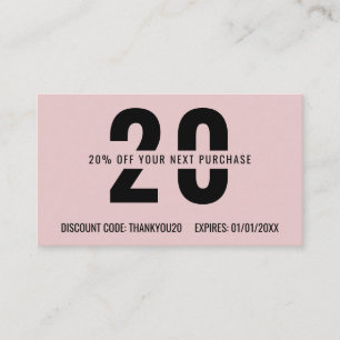Pink Black Elegant Monogram Professional Business Discount Card