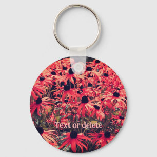 Pink Black Eyed Susan Flowers Personalized Keychain
