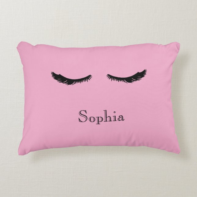 Pink Black Eyelashes Glam Accent Pillow (Front)