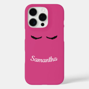 Pink Black Eyelashes Glam Birthday iPhone 16 Pro Case