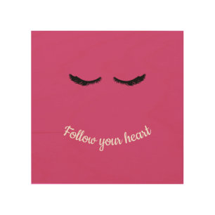 Pink Black Eyelashes Glam Birthday Wood Wall Art