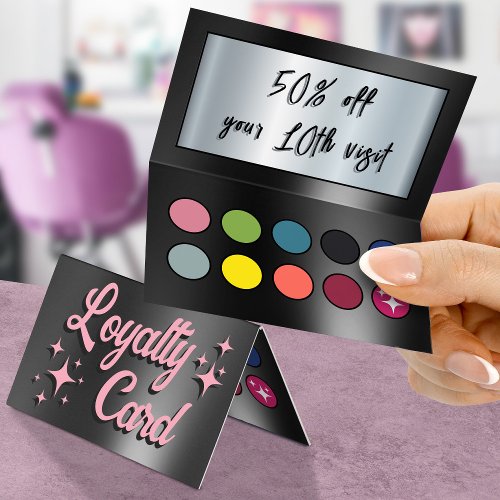 Pink black eyeshadow palette folded loyalty card