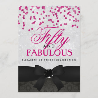 Pink & Black Fabulous 50th Birthday Party Invite