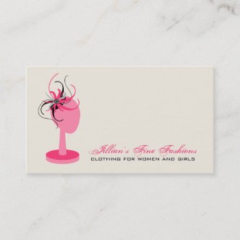 Pink Black Fascinator On Hat Stand Clothing Store Business Card by JillsPaperie at Zazzle