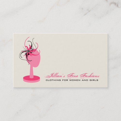 Pink Black Fascinator On Hat Stand Clothing Store Business Card