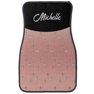 Pink Black Faux Diamond Fancy Feminine  Car Floor Mat
