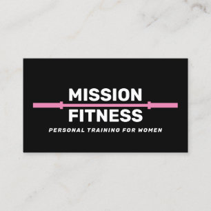 Pink Black Female Fitness Personal Trainer Business Card