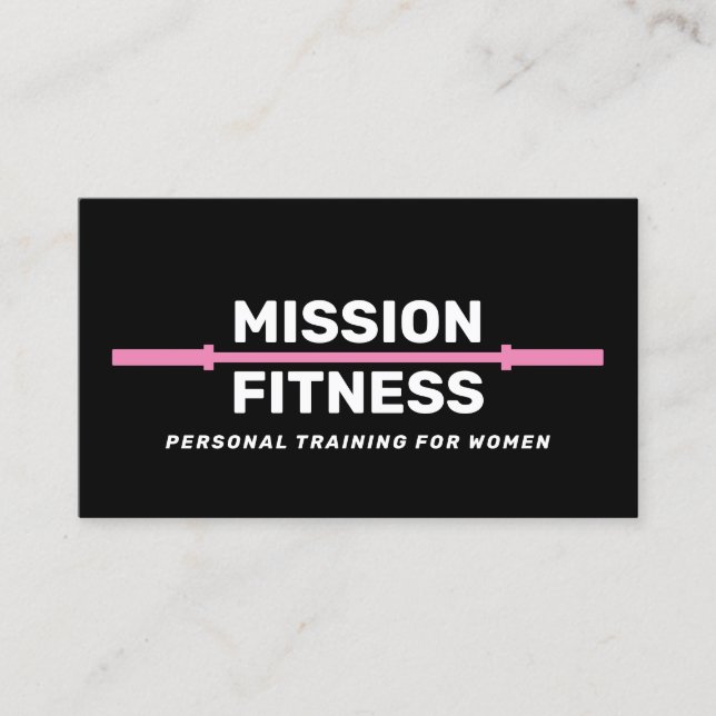 Pink Black Female Fitness Personal Trainer    Business Card (Front)