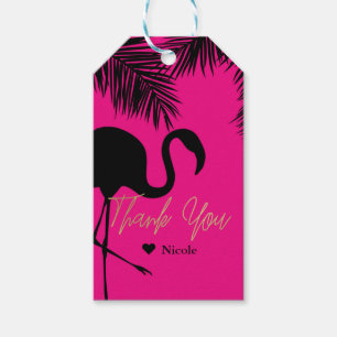 Pink & Black Flamingo & Palm Party Favor Custom Gift Tags