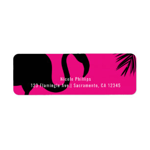 Pink & Black Flamingo & Palm Party Invitation Label
