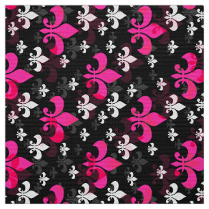 Pink Black Fleur De Lis Fabric