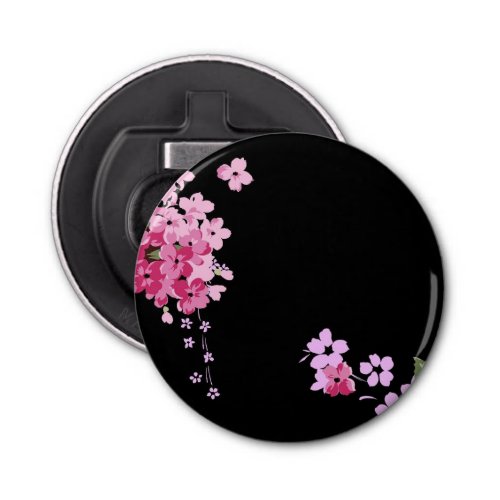 Pink  Black Floral Cherry Blossom  Bottle Opener