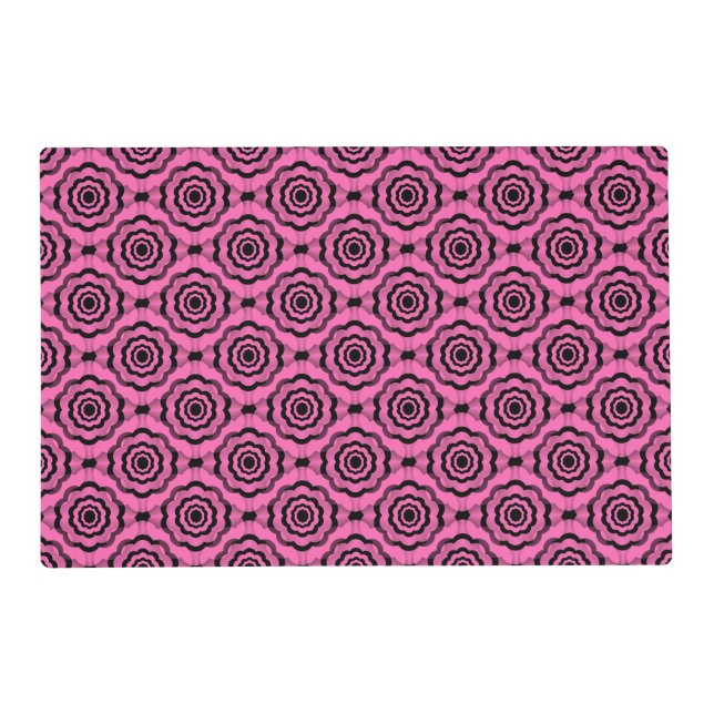 Pink Black Flower Seamless Pattern Placemat (Front)