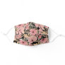 Pink Black Flowers Leave Watercolor Safety Adult Cloth Face Mask