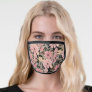 Pink Black Flowers Leave Watercolor Safety Face Mask