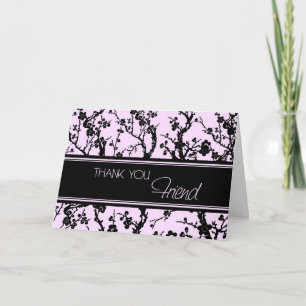 Pink Black Friend Maid of Honor Thank You Card