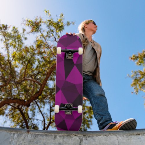 Pink black geometric mesh pattern skateboard