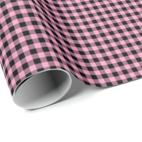 Pink  Black Gingham Wrapping Paper
