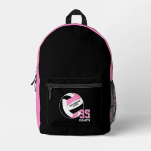 pink black girls teens volleyball team colors printed backpack